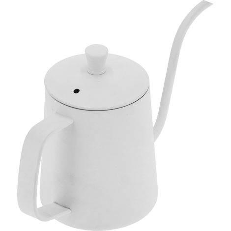 Cafetière à col de cygne de 350 ml, en acier inoxydable 304, avec long bec verseur, idéale pour la maison, la cuisine, le bureau ou l'hôtel. Couleur : blanc. (1/5)