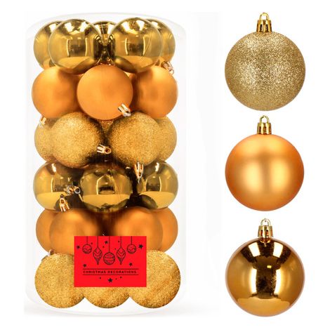 SPRINGOS Palline per albero di Natale Pallina per albero di Natale 30 pezzi diametro 6 cm in plastica Pallina di Natale Glitter Matt Shine Natale