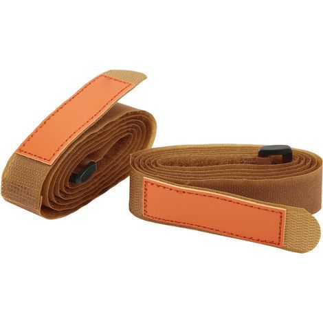 Lot de 4 sangles d'extérieur à bonne adhérence, souples et réglables, réutilisables, couleur kaki, pour le rangement d'objets. (1/5)