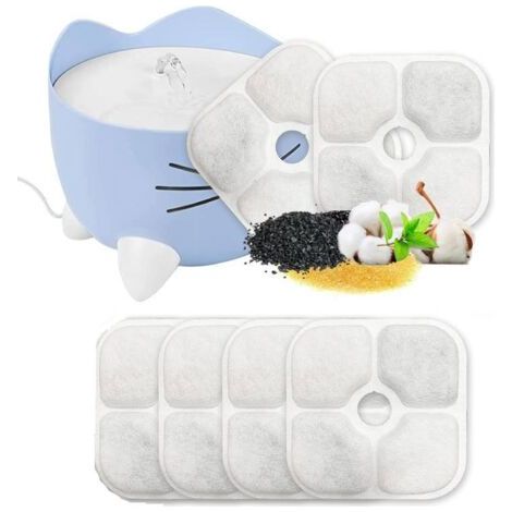 Lot de 6 cartouches filtrantes de rechange pour filtres de fontaine avec système de filtration à trois couches en résine de charbon actif pour fontaines et chats