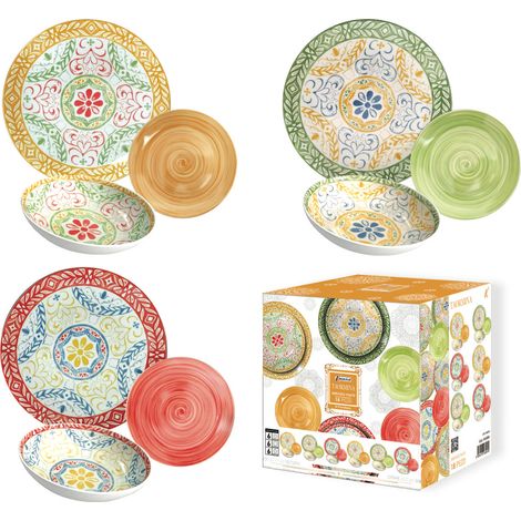 MAURY'S TAORMINA SERVIZIO DI PIATTI IN CONFEZIONE DA 18PZ MULTICOLORE