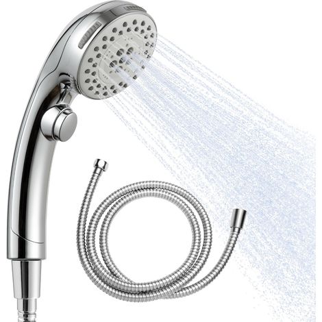 Pommeau de Douche avec Tuyau 1,6m et Fonction Pause, Chrome (1/5)
