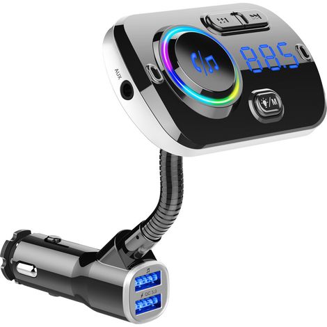 BC49AQ Neuer Bluetooth-MP3-Autoradio-Transmitter mit FM-Funktion, QC3.0-Technologie, Ambientebeleuchtung, Sprachassistent und Freisprechfunktion – Schwarz (1/3)
