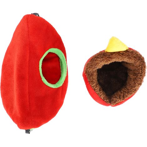 Lot de 2 hamacs suspendus pour hamster, petit animal de compagnie (cochon d'Inde), canapé de jeu et de repos, rouge. (1/5)