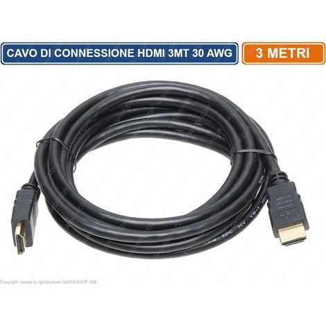CAVO INTERFACCIA MULTIMEDIALE ALTA DEFINIZIONE HDMI DA 3M METRO 30 AWG