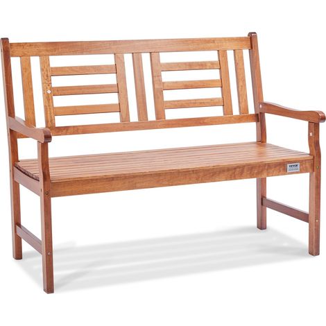Banc d'extérieur, 122 cm, banquette de jardin en bois pour l'extérieur, jusqu'à 318 kg de charge, banc de jardin extérieur avec dossier et accoudoirs, banc de terrasse pour jardin, parc, cour (1/5)