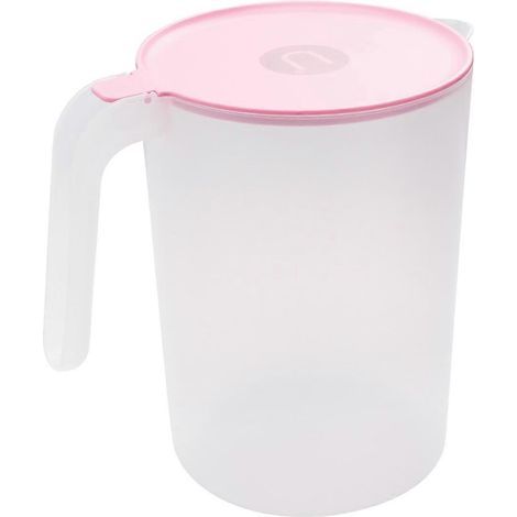 1 pichet en plastique résistant à la chaleur de 2000 ml pour eau froide et jus avec poignée (rose) (1/3)