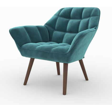 Rendez-Vous Déco – Fauteuil crapaud en velours bleu canard – Accoudoirs enveloppants – Dimensions 83x72x74cm – Poids max 120kg – Entretien facile