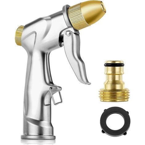 Upgraded Garden Hose Nozzle 100% Heavy Duty Metal Handheld Water Nozzle High Pressure Pistol Grip (1/4)