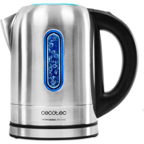 Cecotec Hervidor de Agua Eléctrico ThermoSense 290 Steel. 1,7 litros, Libre de BPA, 2200 W de Potencia, Base 360º (1/5)