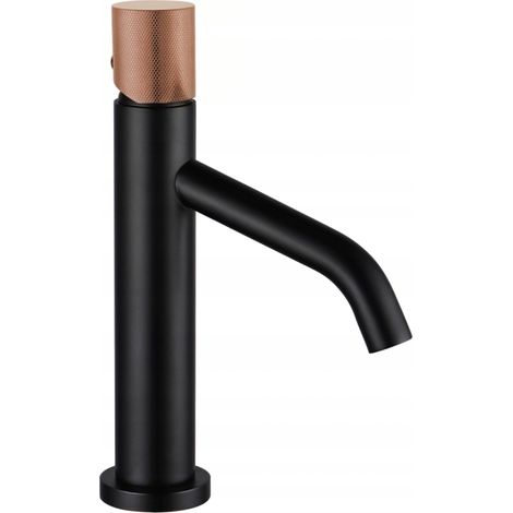 Mexen Rumba One robinet de lavabo, Noir/Or rose - 73501-76 (1/2)