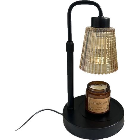Chauffe-bougie - Lampe de table - Intensité lumineuse réglable - Hauteur réglable - Noir - Métal/Verre (1/5)