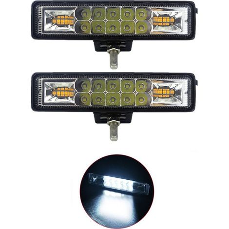 Lampe de travail,2Pcs LED Pods Barre Lumineuse 48W LED Barre Lumineuse de Travail Conduite Antibrouillard Imperméable Inondation et Spot Combo Faisceau pour Camions Hors Route ATV UTV,Lumière blanche