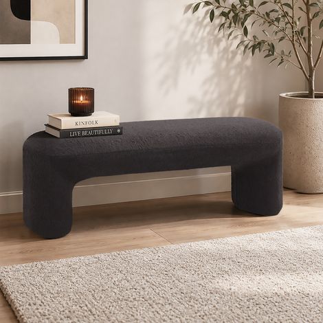 PANCA CM 110X45 H. 40 IN TESSUTO EFFETTO BOUCLE' ANTRACITE