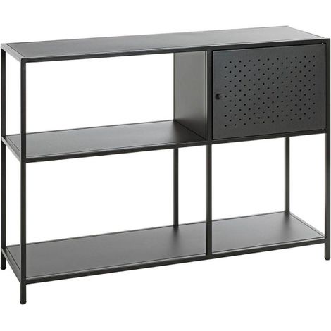 Buffet 3 Niveaux 1 Casier "Nelia II" 100cm Noir (1/5)
