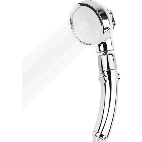 ZOLGINAH Pommeau de douche à main avec bouton marche/arrêt, 3 modes de pulvérisation d'eau, pivotant à 360 °, augmente la pression et économie d'eau, chromé (1/5)