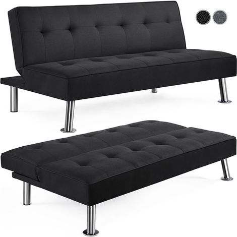 Yaheetech Divano Letto Reclinabile Convertibile in Letto 105° - 180° da Soggiorno Salotto Tessuto/Nero