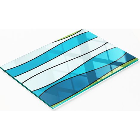 Tabla de cocina de vidrio templado con gr谩ficos decorativos, rayas coloridas, 80x52 cm (1/5)