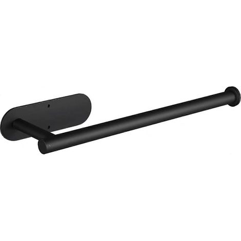 Porte-rouleau de cuisine noir, sans perçage, auto-adhésif, pour ranger et organiser vos ustensiles. (1/5)