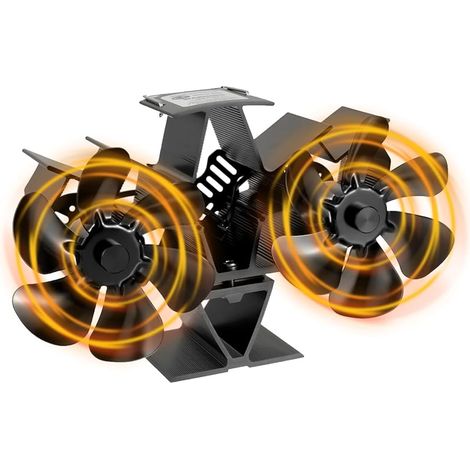 Ventilateur Poele à Bois, 12 Pales Ventilateur Cheminée à la Chaleur, ventilateur de cheminée Alimenté pour Par la Chaleur pour Poêle à Bois/Cheminée/Gaz/Bûche (1/5)