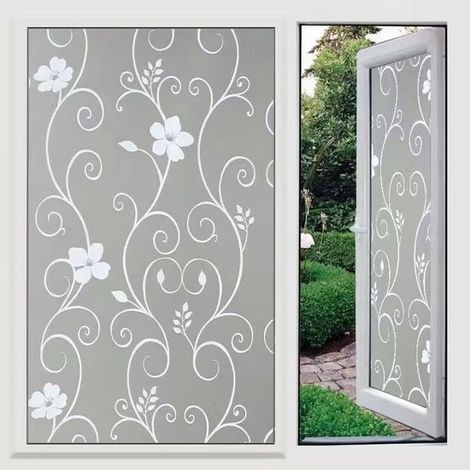 Pellicola per finestre in PVC 30x200 cm con effetto elettricità statica e motivo floreale, ideale per la privacy. (1/5)