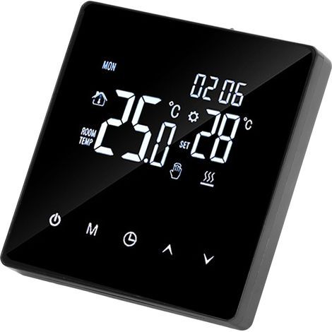 Programmierbares digitales Thermostat-Display für Zuhause mit 3-Meter-Sensorkabel für elektrische Fußbodenheizung, Hotel, Büro, AC 90–240 V, schwarz mit WLAN (1/5)