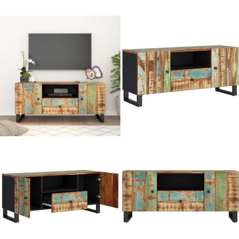 TV-Schrank 105x33,5x46 cm Altholz Massiv & Holzwerkstoff - TV-Schrank - TV-Schränke - Home & Living (1/5)