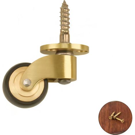 Lot de roulettes pivotantes pour meubles avec roues en caoutchouc et supports en laiton roulement silencieux pour meubles pianos canapés et appareils électroménagers (1/2)