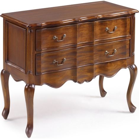 Commode en bois d'acajou marron 2 tiroirs Castle 90cm (1/5)