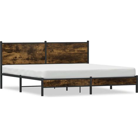 Maison Exclusive - Cadre de lit en métal sans matelas chêne fumé 180x200 cm (1/5)