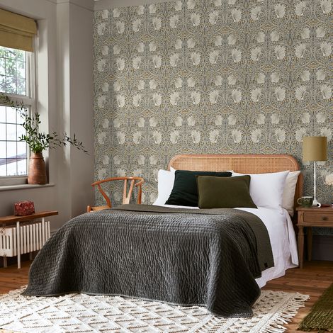 Papier peint intissé William Morris Pimpernel Grey 1005 x 52cm Gris