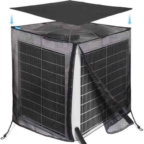 Cubierta de aire acondicionado de malla completa con parte superior impermeable 600D extraíble, 32" x 32" x 36", protección exterior contra hojas, malezas, álamos y (1/4)
