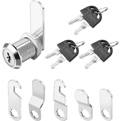 Serrure Boite Aux Lettres Universelle Kit Complet Avec 1 Barillet 6 Cles Et 5 Plaques De Verrouillage Pour Armoire Tiroir Placard Meuble Securite Confidentialite Cle Passe Partout Facteur (1/5)