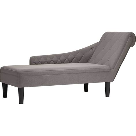 vidaXL Fauteuil long avec coussin et accoudoir droit taupe tissu (1/5)