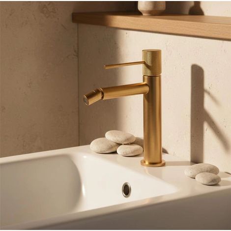 Exagonshop Rubinetto bidet senza scarico in ottone oro spazzolato