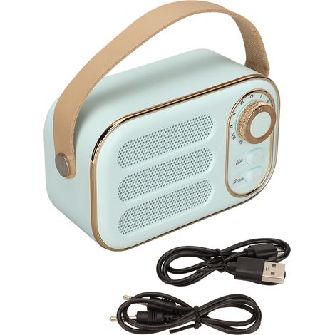 Enceinte Bluetooth Portable avec Son Stéréo HiFi, Charge USB et Design Rétro pour Voyage et Maison - Bleu (1/5)