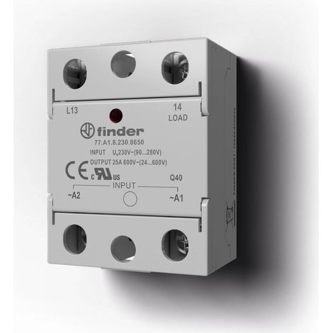 Relais statique pavé 1NO 40A 24V DC commut 0 de tension sortie 230VAC FINDER 77B190248250PAS