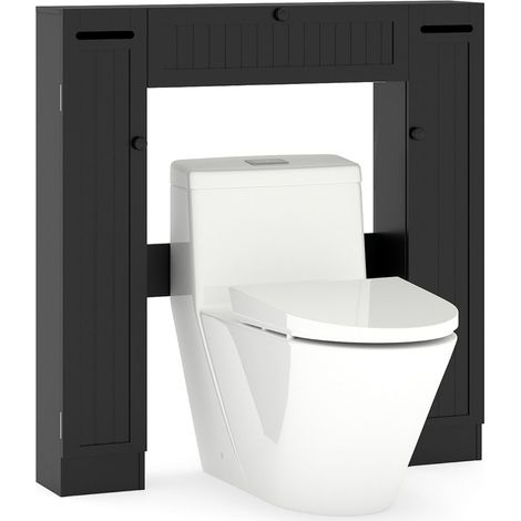Mueble de almacenaje independiente sobre el inodoro 89 x 19,5 x 99 cm espacio personalizable estilo moderno MDF negro 200019155