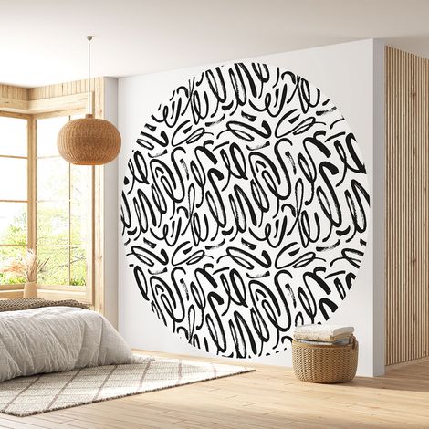 Papier peint rond / cercle - Motif Graphique - Diamètre 50 cm (1/4)