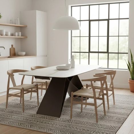 Cruise, Tavolo allungabile con top in Ceramica su vetro Marmo calacatta (100cm X 200/280cm H. 76cm) Duzzle (1/5)