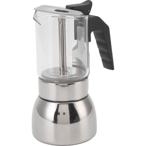 Cafetière italienne classique portable en verre et acier inoxydable résistant à la chaleur, 200 ml, idéale pour la maison et les cafés. (1/5)