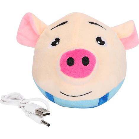 Ballon rebondissant électrique USB cochon chantant interactif en peluche bleue lavable (1/5)