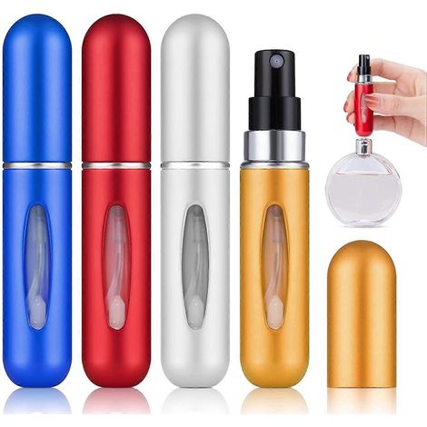 Lot de 4 flacons vaporisateurs de parfum vides rechargeables, mini vaporisateurs de parfum rechargeables pour femmes (1/5)