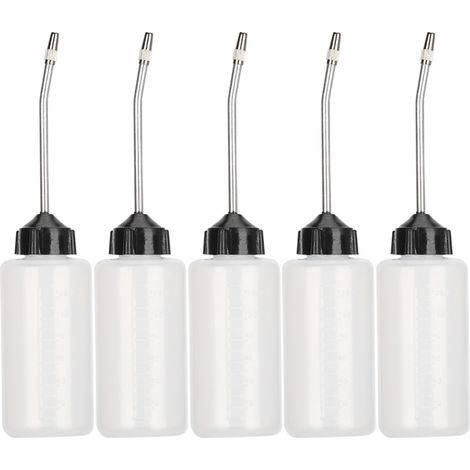 Juego de 5 botellas de plástico de 120 ml para dispensar aceite en máquinas de coser, con boquilla larga.