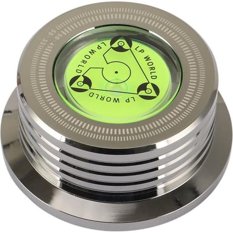 Stabilisateur universel pour platine vinyle LP 50 Hz avec niveau intégré, en alliage d'aluminium et poids. (1/4)