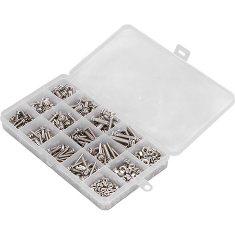 Ensemble de 360 vis et écrous, rondelles plates et rondelles élastiques en acier inoxydable, antidérapant, plusieurs tailles disponibles. (1/5)