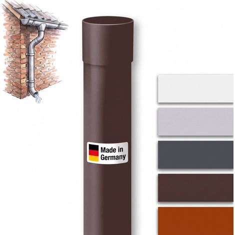 INEFA Fallrohr Kunststoff 200 cm, Dachrinnenzubehör, einfache Steckmontage, Made in Germany DN50 / 50mm, 1 Stück Dunkelbraun