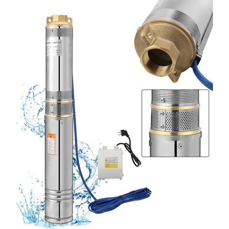 Randaco Pompa sommersa per pozzi profondi 4 m3/h in acciaio inossidabile impermeabile 0,37 kW