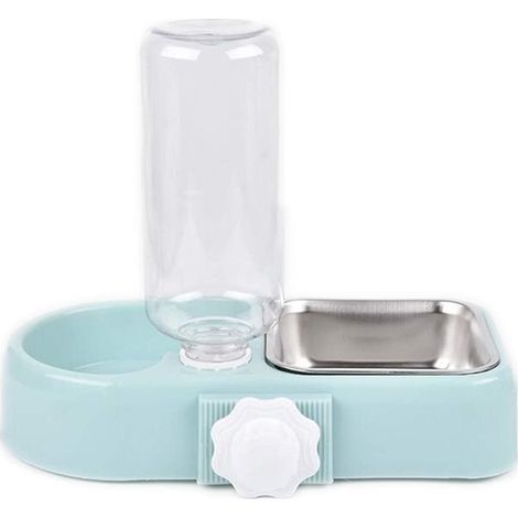 Gamelle double pour cage, gamelle suspendue pour cage, gamelle pour chien avec bouteille d'eau intégrée, gamelles amovibles en acier inoxydable (1/5)