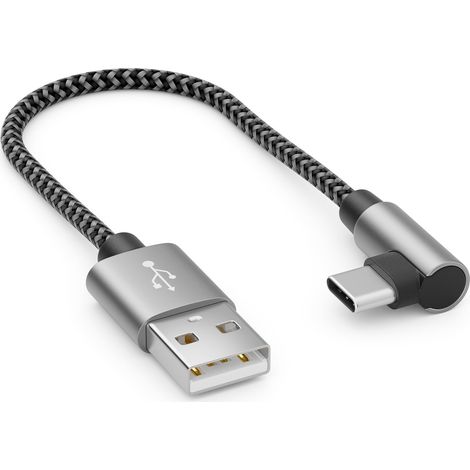 0,15m USB-A vers USB-C Câble - USB C Fiche 90° Coudée - Court 15cm A vers C Recharge pour iPhone 17 15 16 Pro Max Air Samsung S26 S25 S24 Pixel iPad Pro MacBook Air Tablettes Switch PS5 (1/5)